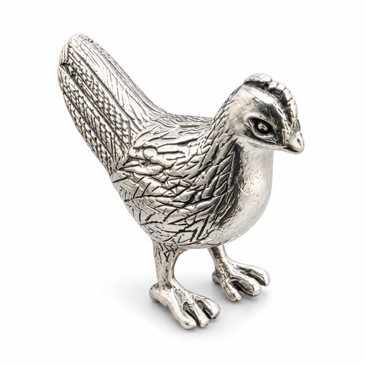 Sterling Silver Hen Figurine Miniature – 0.85 Inch, 0.25 Troy Ounce