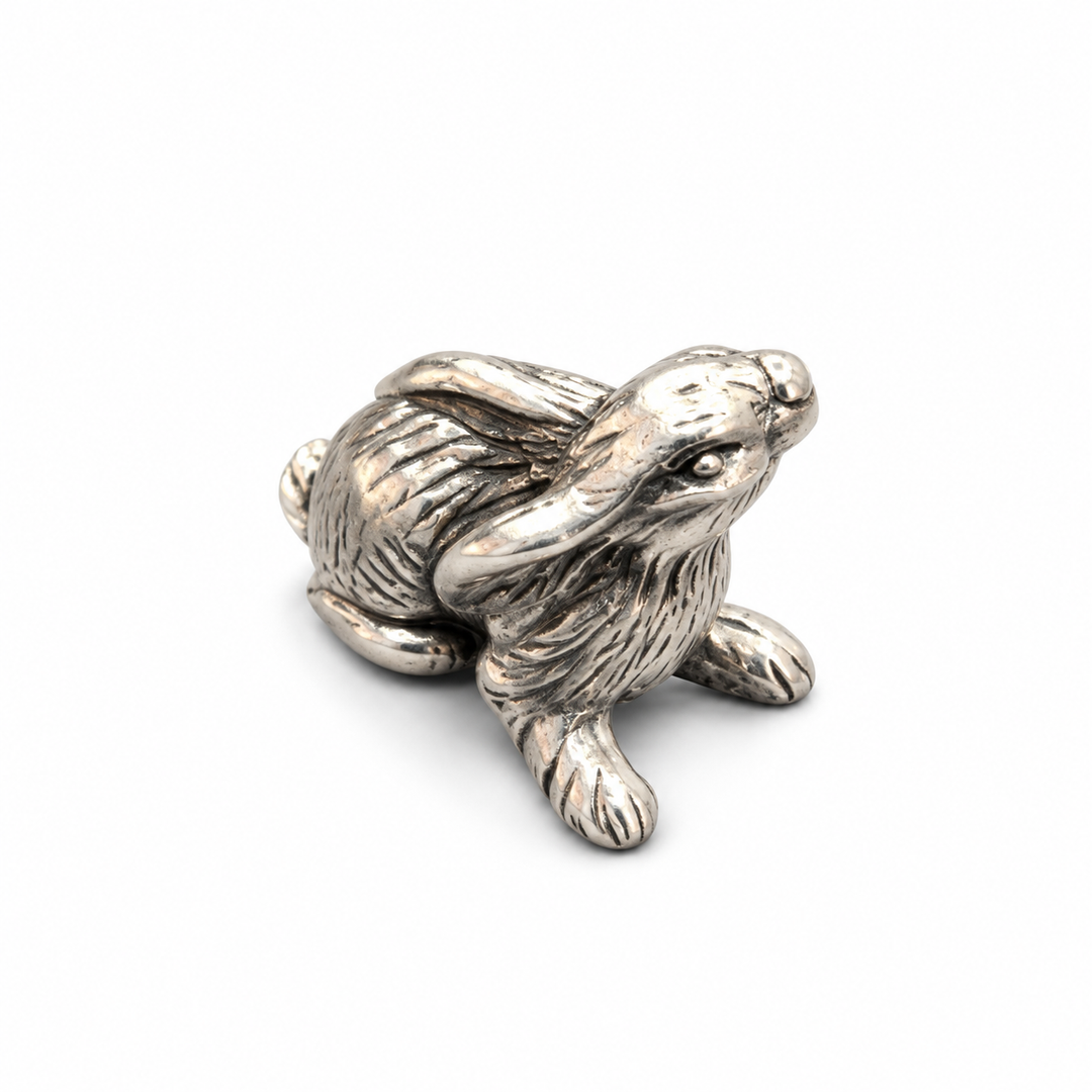Cute Sterling Silver Rabbit Figurine Miniature – 0.7 Inch