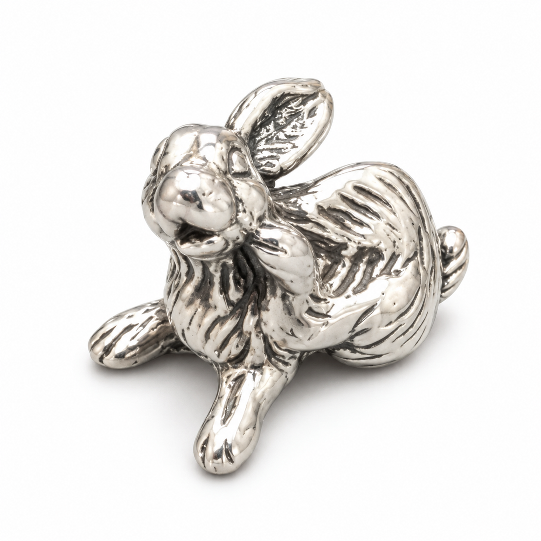 Cute Sterling Silver Rabbit Figurine Miniature – 0.7 Inch