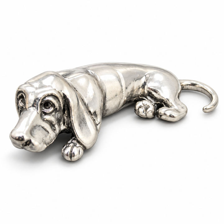 Sterling Silver Basset Hound Dog Figurine – 2 Inches, 0.7 Troy Ounce