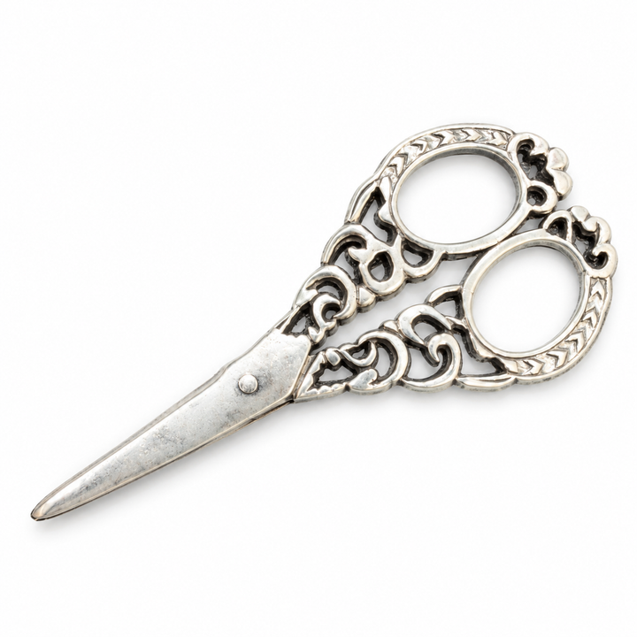 Victorian-Style Sterling Silver Sewing Scissors – 2.4 Inch Ornate Embroidery Scissors