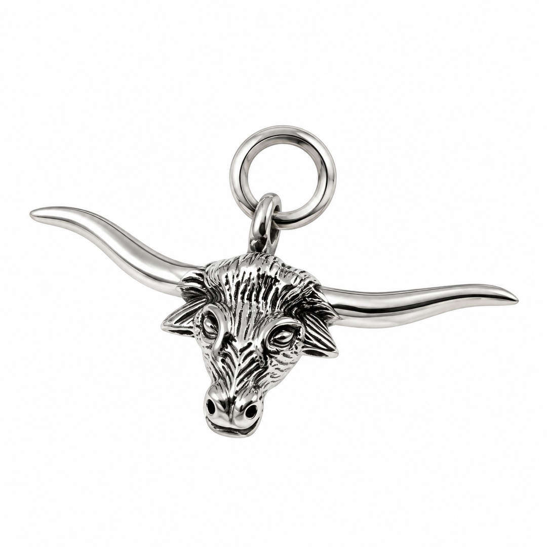 Sterling Silver Longhorn Bull Necklace with 16 Inch Chain – Western Cowboy Jewelry
