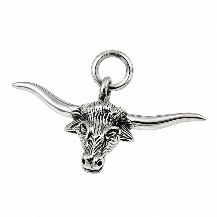 Sterling Silver Longhorn Bull Necklace with 16 Inch Chain – Western Cowboy Jewelry