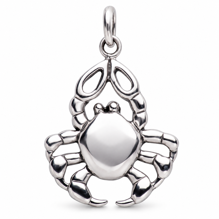 Sterling Silver Cancer Zodiac Crab Pendant – 1.25 Inch Astrology Jewelry
