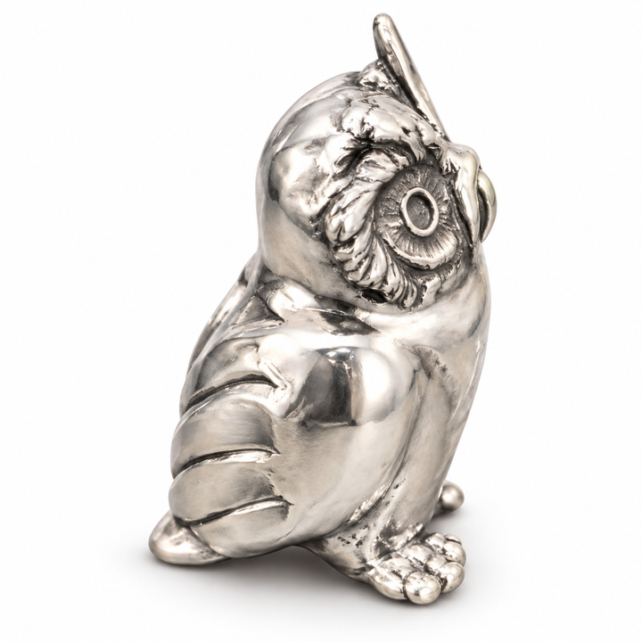 Sterling Silver Owl Miniature Figurine – 1 Inch, 0.42 Troy Ounce