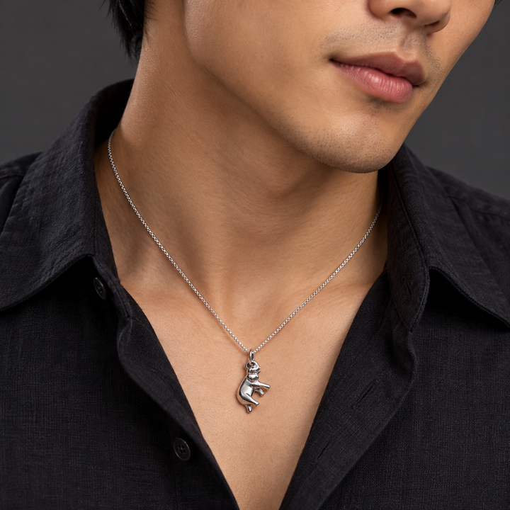 Sterling Silver Elephant Pendant with Raised Trunk – 0.7 Inch, Chain Not Included