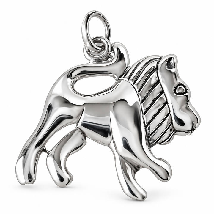 Sterling Silver Leo Lion Zodiac Pendant – 1 Inch Wide