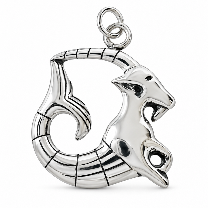 Sterling Silver Capricorn Zodiac Pendant – 0.75 Inch Sea Goat Charm