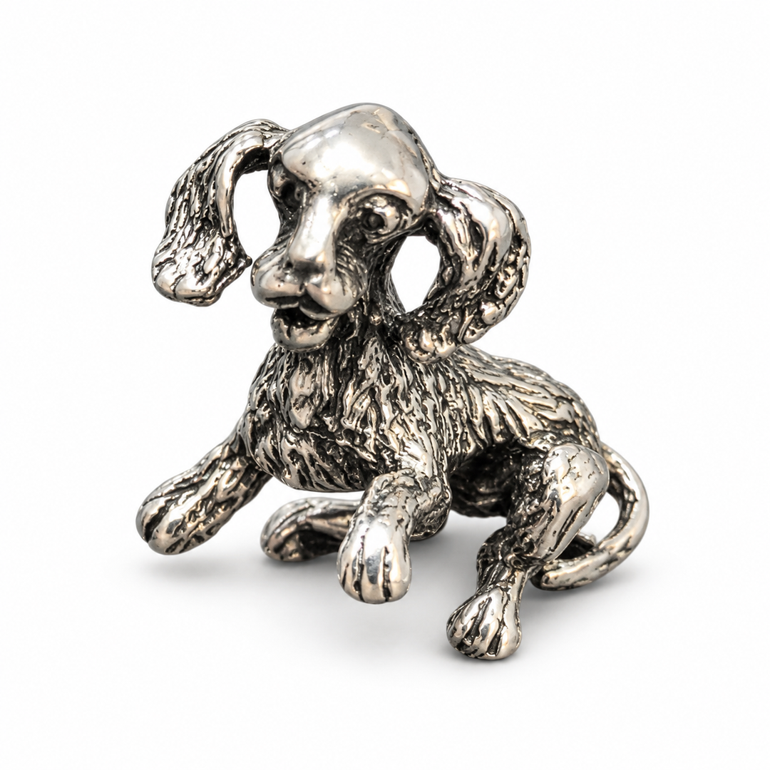 Sterling Silver Floppy-Eared Dog Figurine – Miniature 0.85 Inch Puppy Collectible
