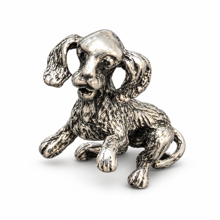 Sterling Silver Floppy-Eared Dog Figurine – Miniature 0.85 Inch Puppy Collectible