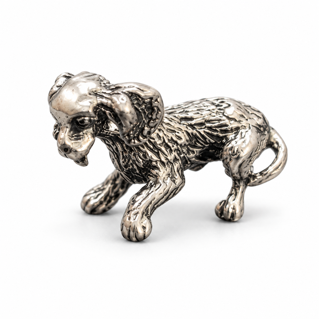 Sterling Silver Floppy-Eared Dog Figurine – Miniature 0.85 Inch Puppy Collectible