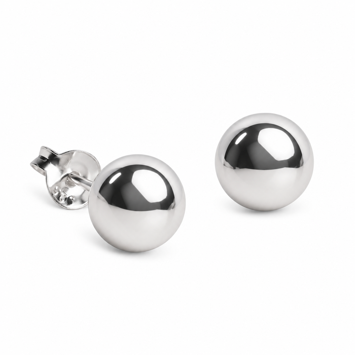 5mm Sterling Silver Ball Stud Earrings – Classic Round High-Polish Posts