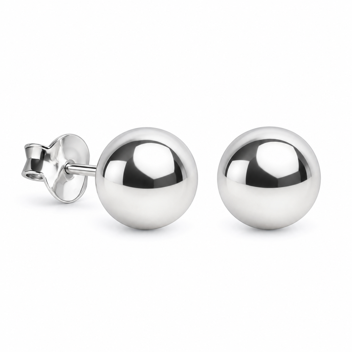 5mm Sterling Silver Ball Stud Earrings – Classic Round High-Polish Posts