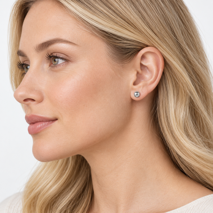 5mm Sterling Silver Ball Stud Earrings – Classic Round High-Polish Posts
