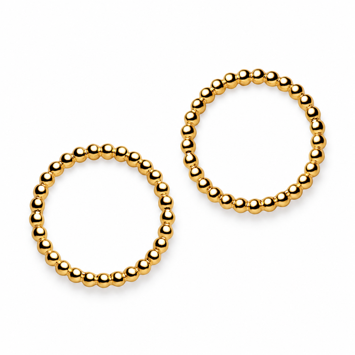 14K Yellow Gold Over Sterling Silver Beaded Circle Stud Earrings – 0.8 Inch