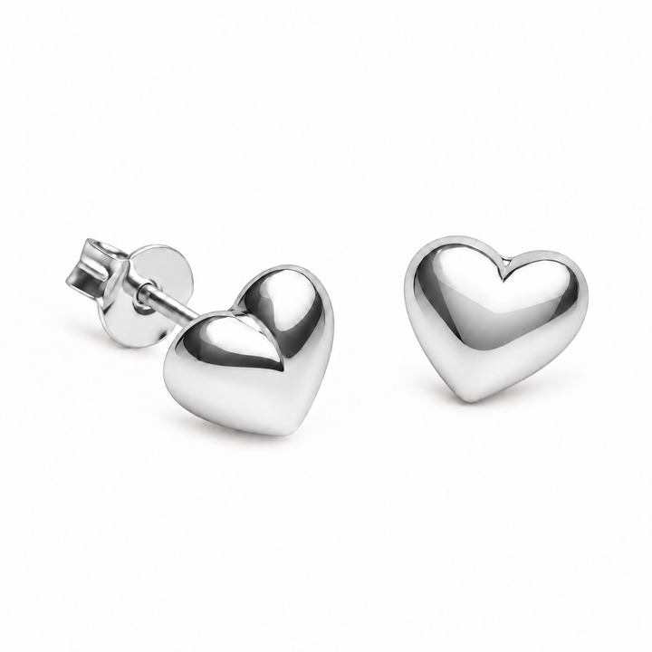 6 mm Sterling Silver Heart Stud Earrings – Petite High-Polish Classic Hearts with Push-Back Closures