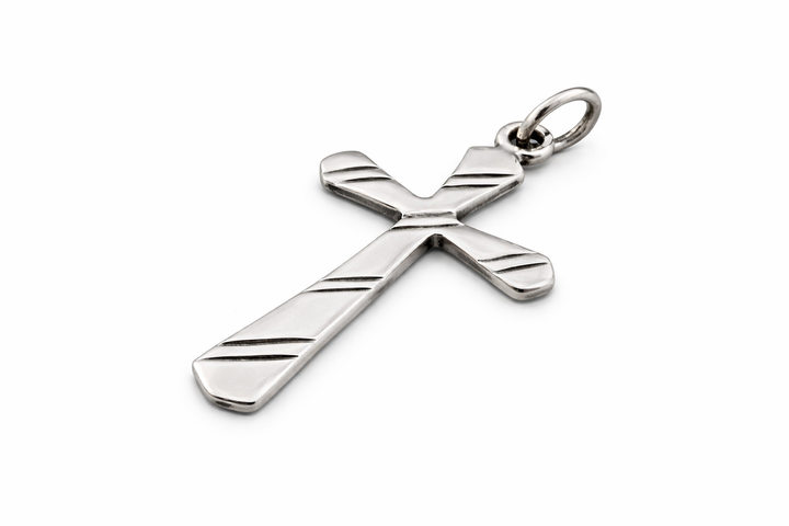 Sterling Silver Cross Pendant – 1.35" Polished Christian Cross Necklace Charm with Bail