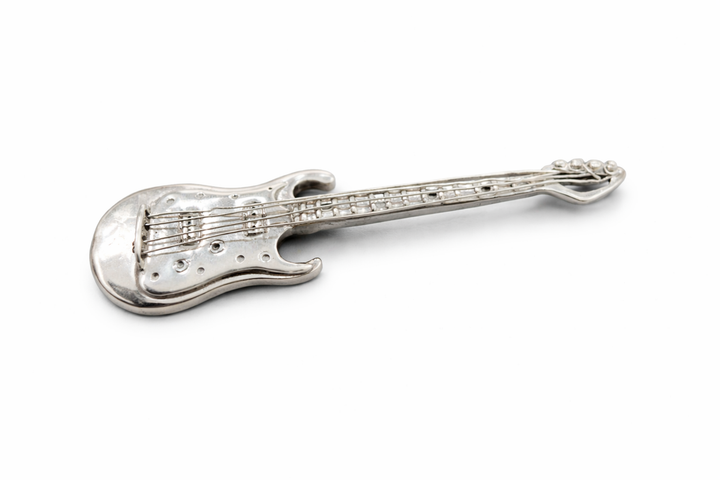 Sterling Silver Electric Guitar Miniature – 2.25" Solid Silver Instrument Figurine 8.5g