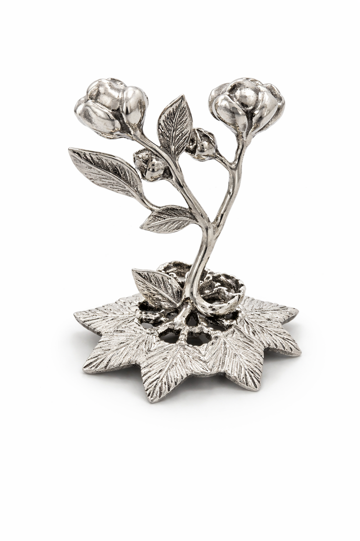 Sterling Silver Rose Place Card Holder – 1.6” Tall, 12.5g Vintage Floral Table Setting Clip, Elegant Wedding & Dinner Display