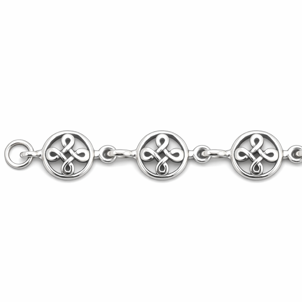 Sterling Silver Celtic Trinity Knot Link Bracelet – 7 1/4 Inch Round Celtic Knot Bracelet