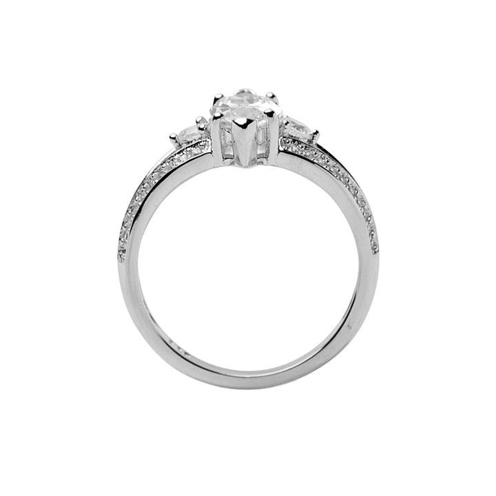 Sterling Silver Marquise Cubic Zirconia Ring – 1.62 Carat Center Stone with Split Pavé Band