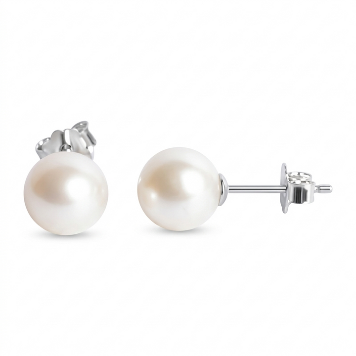 8 mm South Sea Pearl Earrings in Sterling Silver