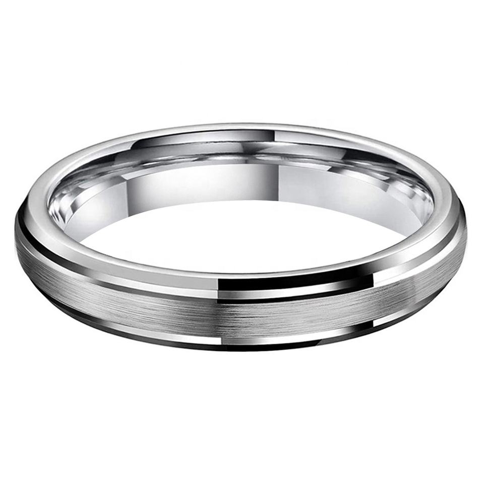 Tungsten Stepped Beveled Edges Ring