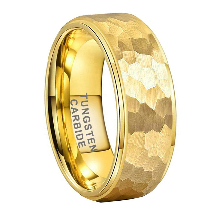 14K Gold and Tungsten Hammered Ring