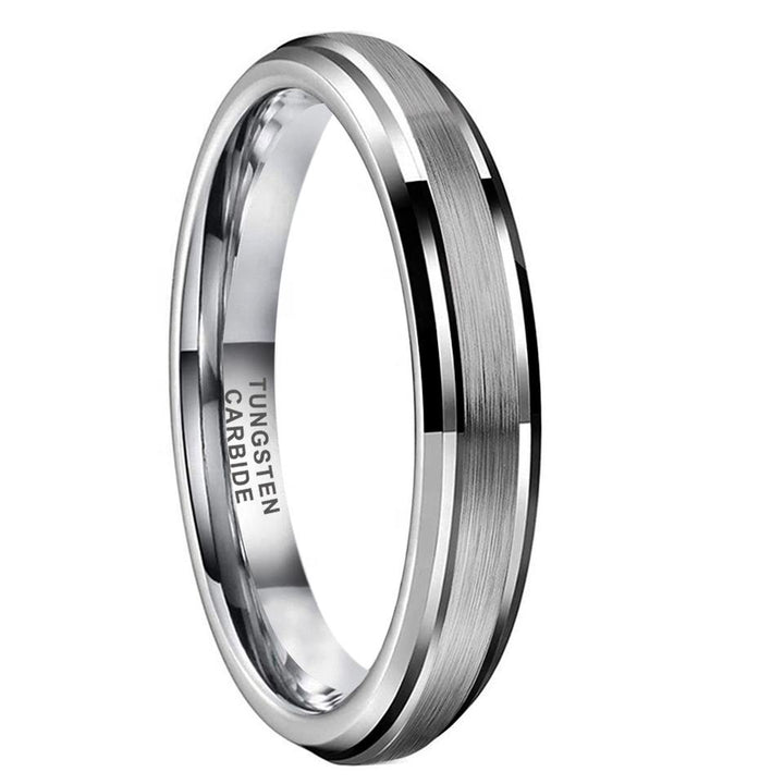 Tungsten Stepped Beveled Edges Ring