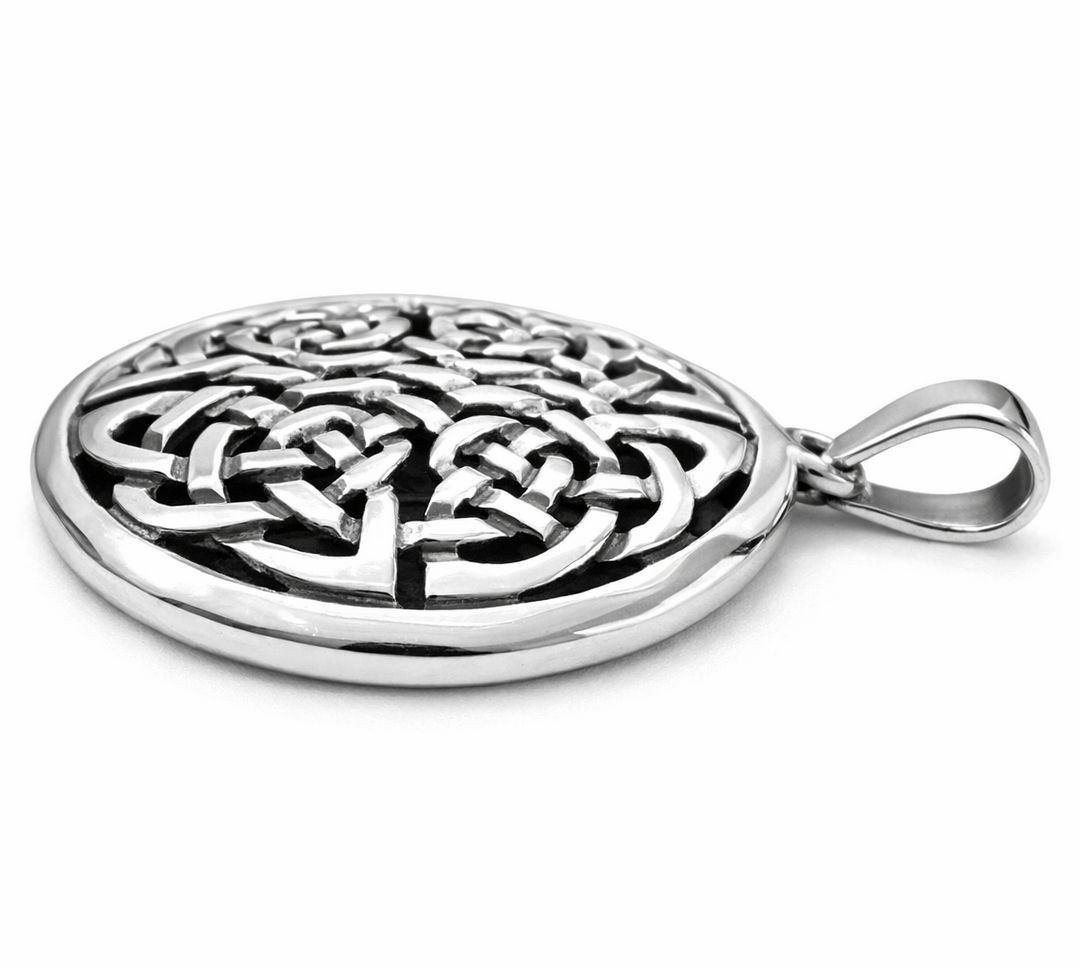 Sterling Silver Celtic Knot Pendant Necklace – 1.5 Inch Celtic Knot Medallion Pendant with Bail