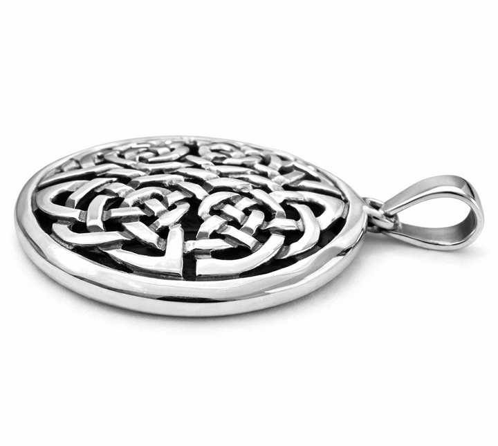 Sterling Silver Celtic Knot Pendant Necklace – 1.5 Inch Celtic Knot Medallion Pendant with Bail