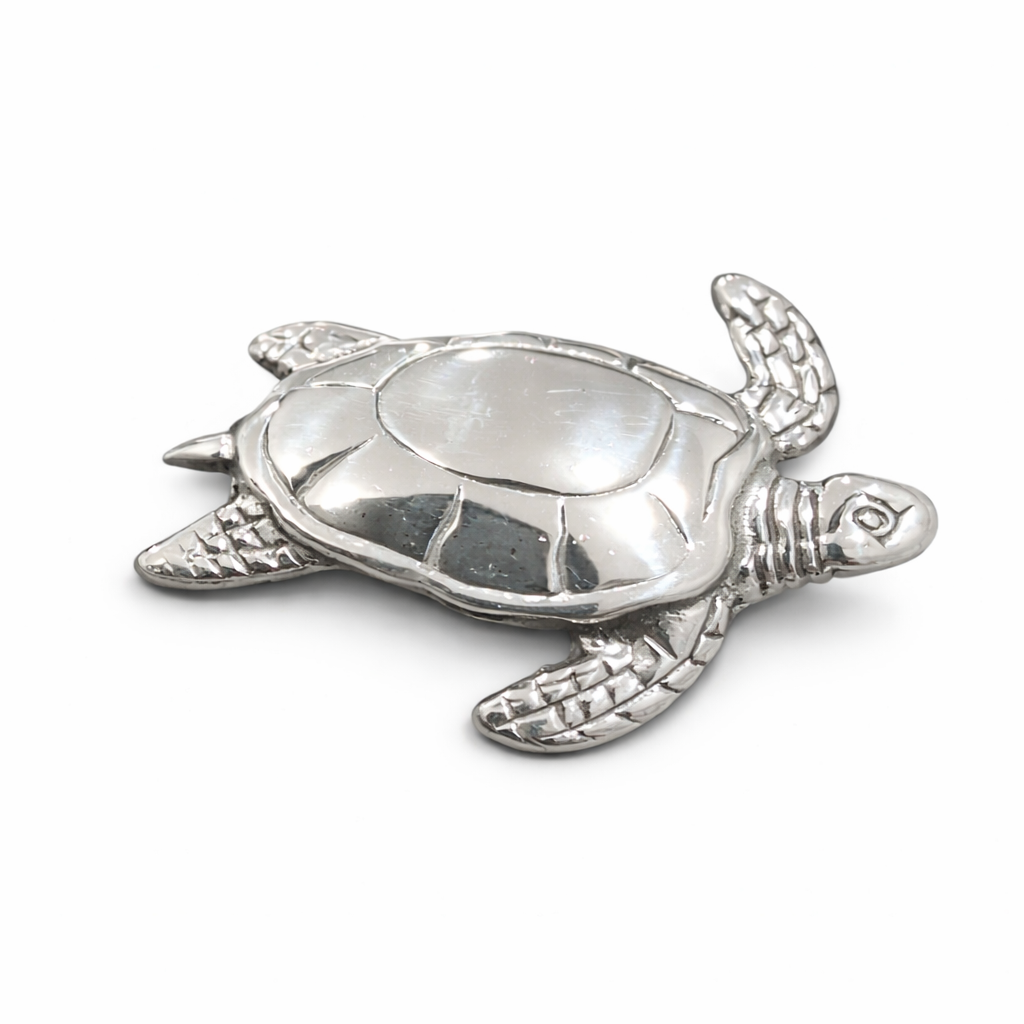 Sterling Silver Sea Turtle Brooch – 1.25" Turtle Pin Ocean Animal Jewelry