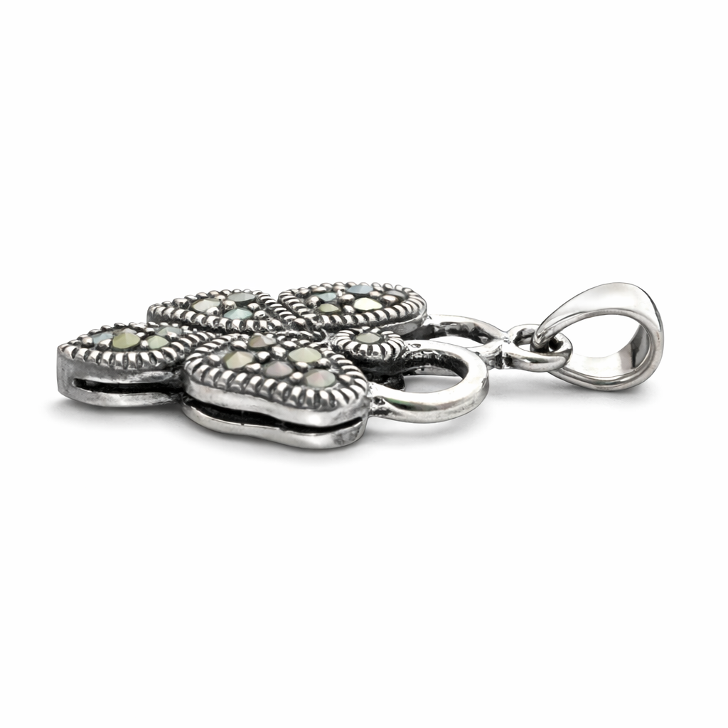 Sterling Silver Marcasite Butterfly Pendant – 0.75 Inch Vintage Style Butterfly Charm