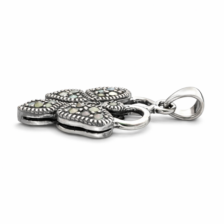 Sterling Silver Marcasite Butterfly Pendant – 0.75 Inch Vintage Style Butterfly Charm