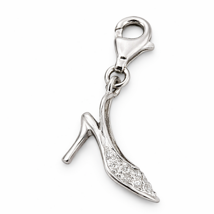 Sterling Silver High Heel Shoe Charm Pendant – 1.1 Inch Drop with Lobster Clasp, Elegant Stiletto Jewelry