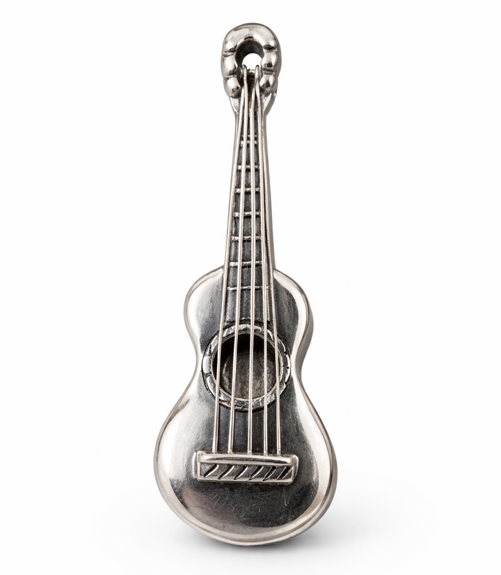 Sterling Silver Mini Guitar – 2.3" Long Solid Silver Collectible (12.5 Grams)
