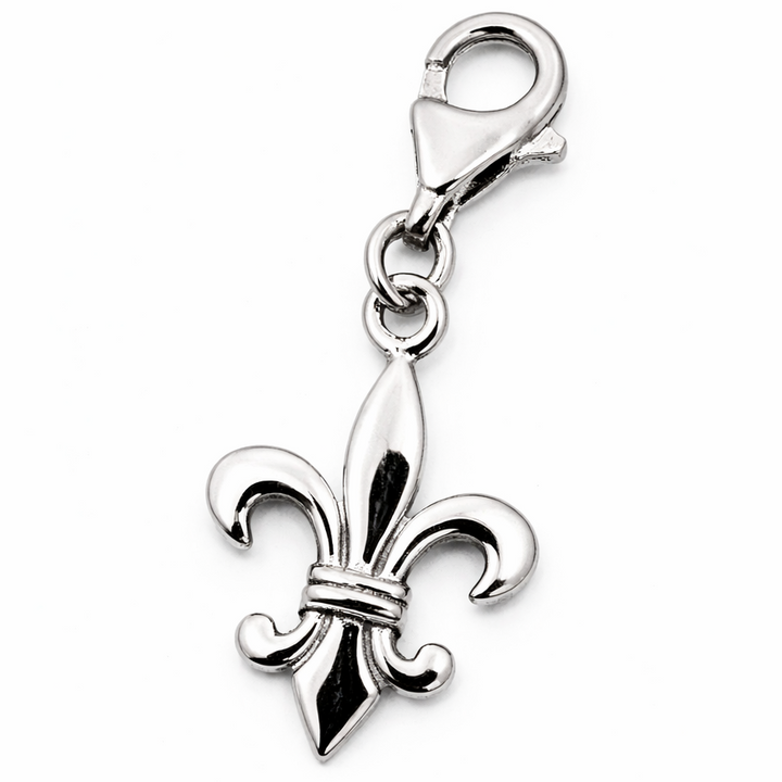 Sterling Silver Fleur-de-Lis Charm Pendant – 1.35" Drop w/ Clasp