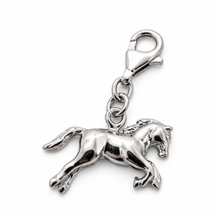 Sterling Silver Horse Charm Pendant – 1" Drop w/ Clasp Equestrian Jewelry