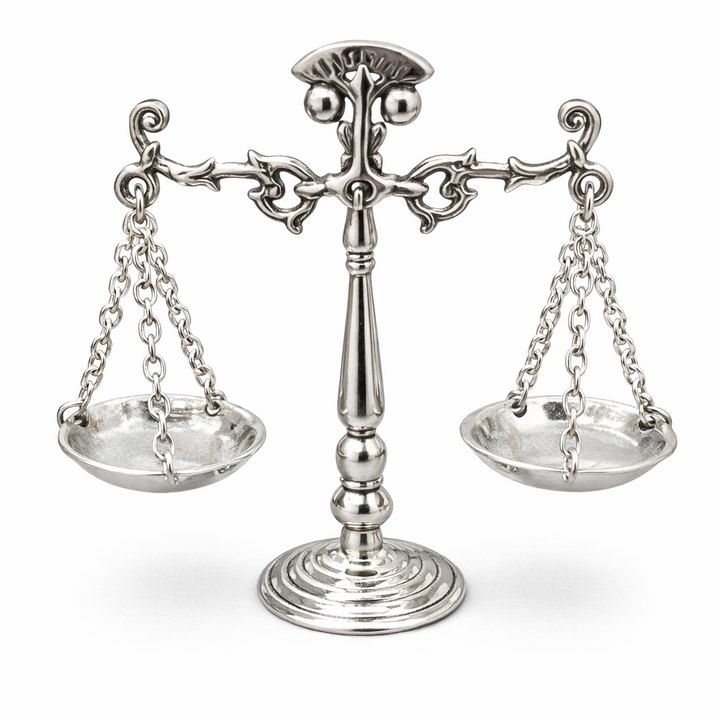 Sterling Silver Balance Scale Miniature – 2.35" Wide Decorative Justice Scales (16g)