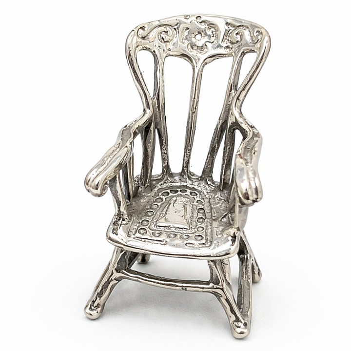 Sterling Silver Rocking Chair Miniature – 1.3" Tall Decorative Chair (9.4g)