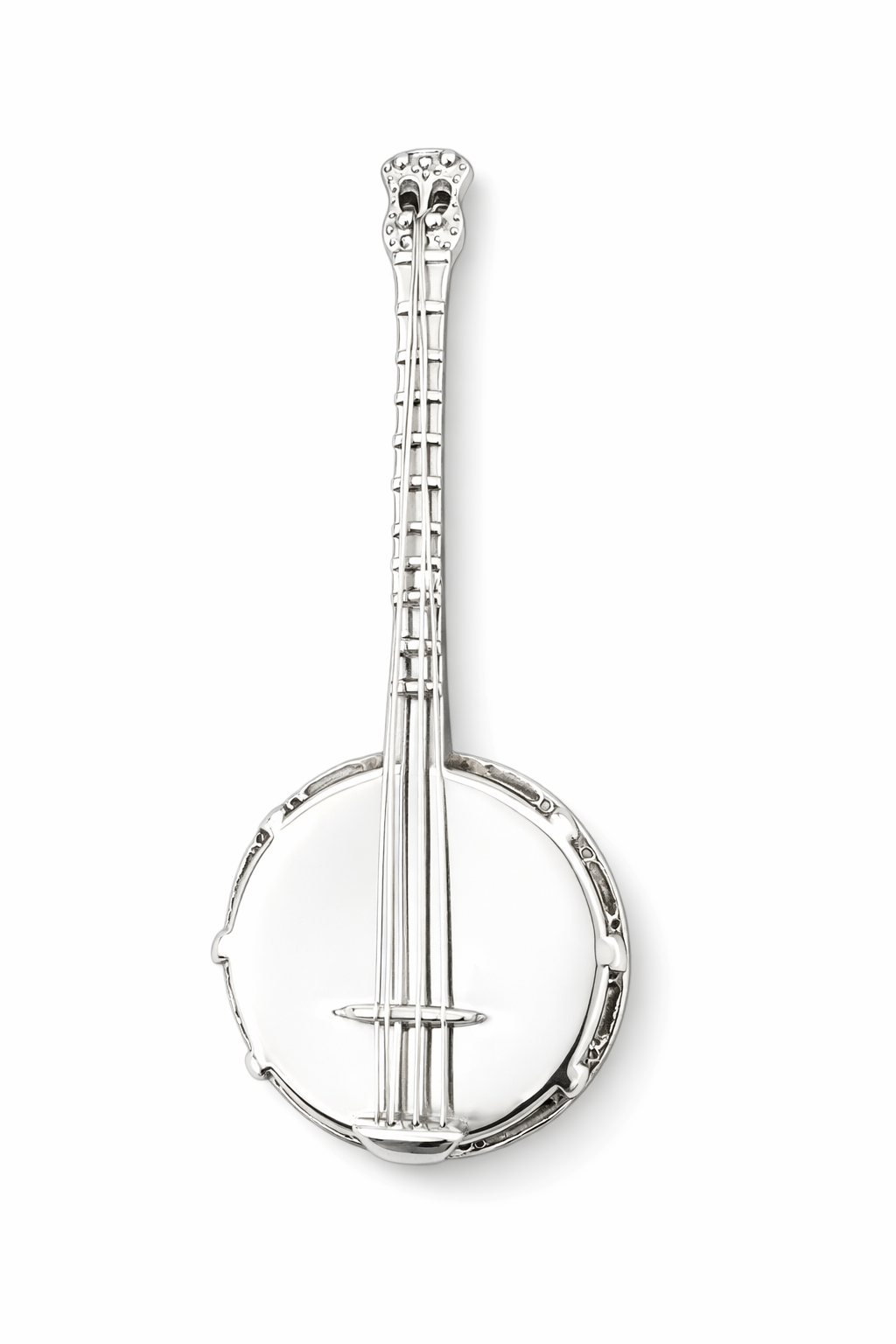 Sterling Silver Miniature Banjo – 2.7" Solid Silver Music Instrument Figurine 16.7g Vintage Style