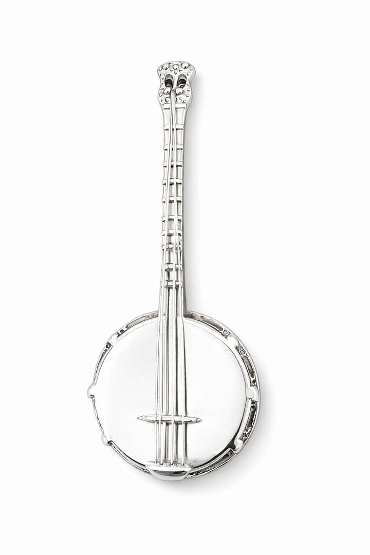Sterling Silver Miniature Banjo – 2.7" Solid Silver Music Instrument Figurine 16.7g Vintage Style