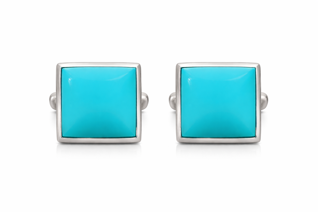Sterling Silver Turquoise Cufflinks – 0.60 Inch Square