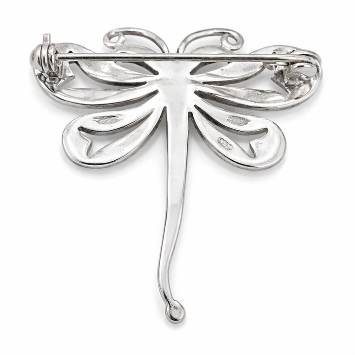 Sterling Silver Marcasite Dragonfly Brooch Pin – Vintage Style 1.5 Inch Nature Jewelry