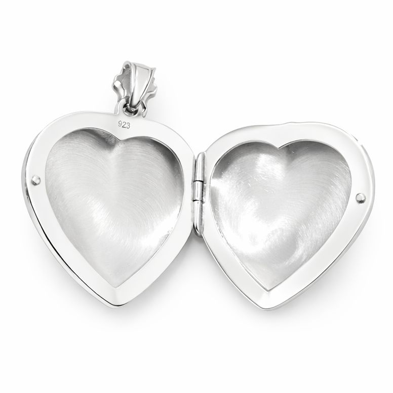 Sterling Silver Heart Locket Pendant – 1.75 Inch Large Photo Locket Necklace Charm