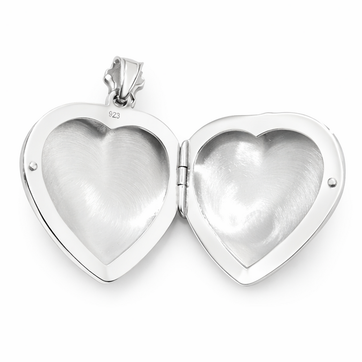 Sterling Silver Heart Locket Pendant – 1.75 Inch Large Photo Locket Necklace Charm