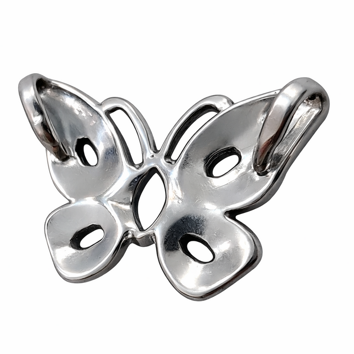 Vintage Sterling Silver Blue Topaz Butterfly Pendant 0.96" Wide – Marcasite & Topaz Gemstone Butterfly Necklace Charm 925 Silver Jewelry