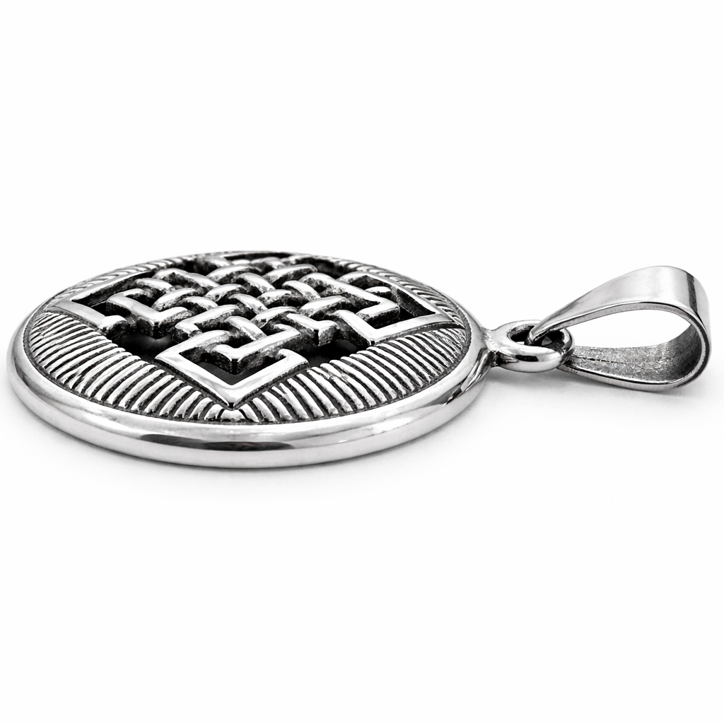 Sterling Silver Endless Knot Pendant – 0.95 Inch Celtic Knot Round Pendant