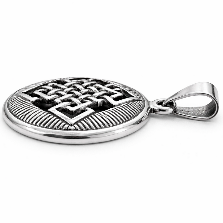 Sterling Silver Endless Knot Pendant – 0.95 Inch Celtic Knot Round Pendant