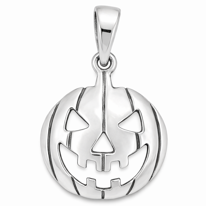 Sterling Silver Jack-O-Lantern Pumpkin Pendant – 1.1" Halloween Pumpkin Charm